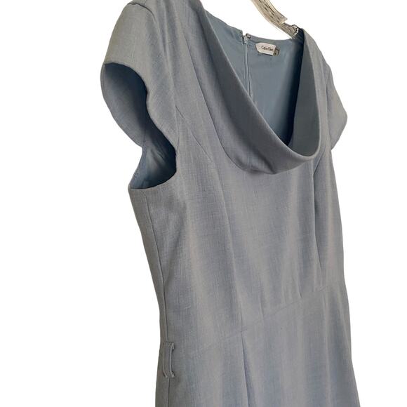 Women's Size 14 CALVIN KLEIN Dress Light Blue Cap Sleeves Lined Minimalist Sharp - Picture 3 of 10